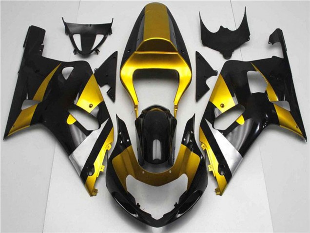 Billige Suzuki GSXR 600/750 Motorrad Verkleidung 2001-2003 - Gold Silber Glanzendes Schwarz