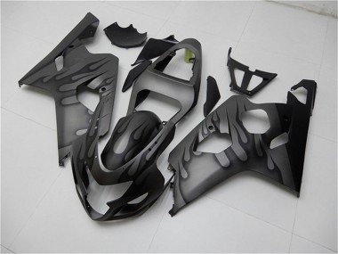 Billige Suzuki GSXR 600/750 Motorrad Verkleidung 2004-2005 - Grau Schwarz Flamme