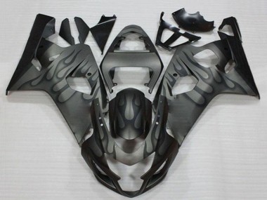 Billige Suzuki GSXR 600/750 Motorrad Verkleidung 2004-2005 - Grau Schwarz Flamme