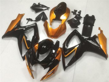 Billige Suzuki GSXR 600/750 Motorrad Verkleidung 2006-2007 - Orange Glanzendes Schwarz