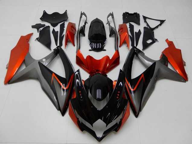 Billige Suzuki GSXR 600/750 Motorrad Verkleidung 2008-2010 - Orange Grau Glanzendes Schwarz