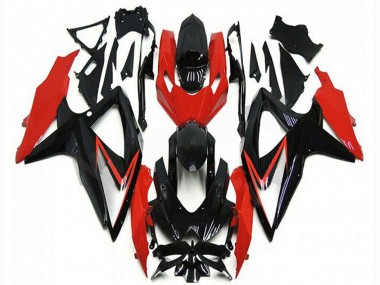 Billige Rot Glänzendes Schwarz Streifen 2008-2010 Suzuki GSXR 600/750 Motorrad Verkleidung