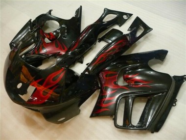 Billige Honda CBR600 F3 Motorrad Verkleidung 1995-1996 - Glanzendes Schwarz Rot Flamme