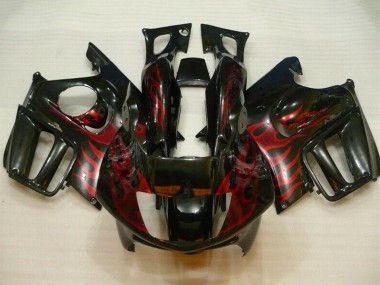 Billige Honda CBR600 F3 Motorrad Verkleidung 1995-1996 - Glanzendes Schwarz Rot Flamme