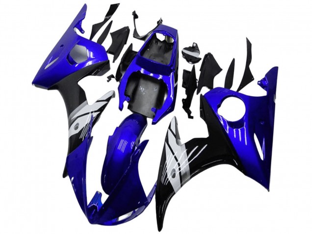 Billige Yamaha YZF R6 Motorrad Verkleidung 2003-2004 - Blau Weiss Glanzendes Schwarz