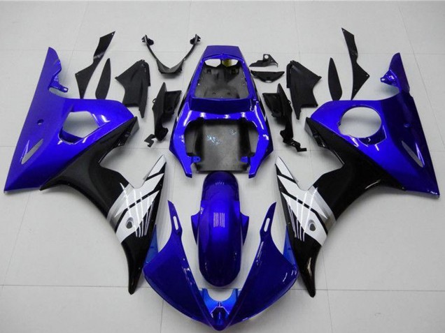 Billige Yamaha YZF R6 Motorrad Verkleidung 2003-2004 - Blau Weiss Glanzendes Schwarz