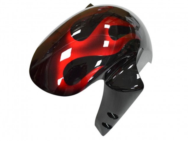 Billige Yamaha YZF R6 Motorrad Verkleidung 2003-2004 - Glanzendes Schwarz Rot Flamme