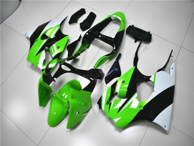 Billige Kawasaki ZX6R Motorrad Verkleidung Kit 2000-2002 - Grun Weiss Schwarz