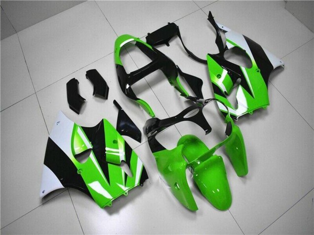 Billige Kawasaki ZX6R Motorrad Verkleidung Kit 2000-2002 - Grun Weiss Schwarz