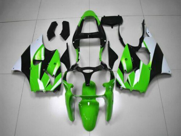 Billige Kawasaki ZX6R Motorrad Verkleidung Kit 2000-2002 - Grun Weiss Schwarz