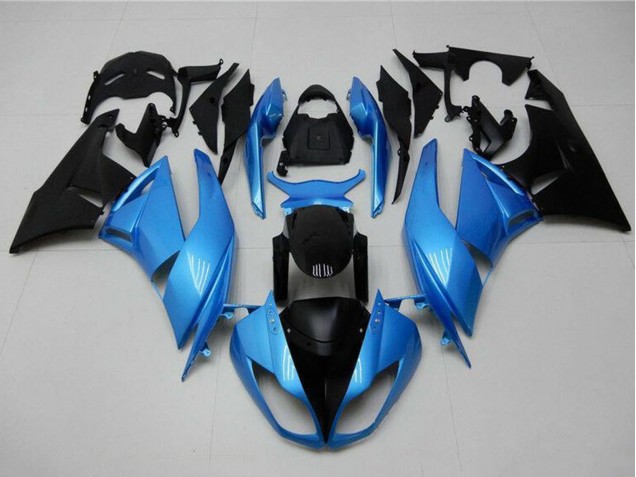 Billige Kawasaki ZX6R Motorrad Verkleidung 2009-2012 - Hellblau Glanzendes Schwarz