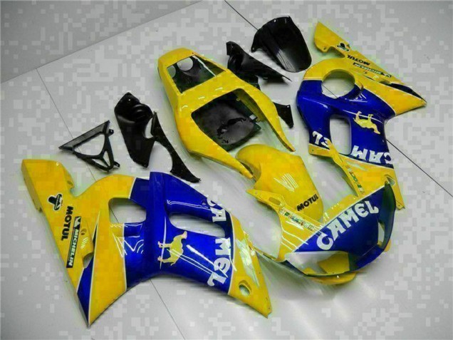 Billige Yamaha YZF R6 Motorrad Verkleidung 1998-2002 - Gelb Blau Weiss Kamel Motul