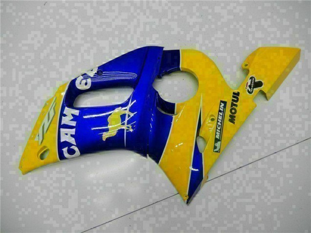 Billige Yamaha YZF R6 Motorrad Verkleidung 1998-2002 - Gelb Blau Weiss Kamel Motul