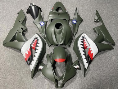 Billige Armee Grün Weiß Rot Hai 2007-2008 Honda CBR600RR Motorrad Verkleidung