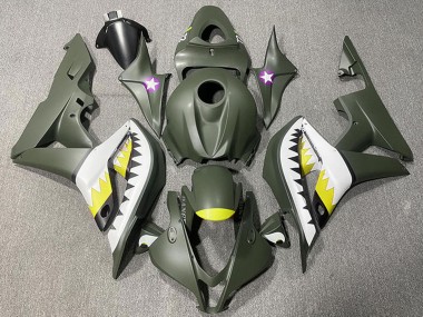 Billige Armee Grün Weiß Gelb Hai 2007-2008 Honda CBR600RR Motorrad Verkleidung