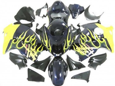 Billige Glänzendes Schwarz Gelb Flamme 1996-2007 Suzuki GSXR 1300 Motorrad Verkleidung