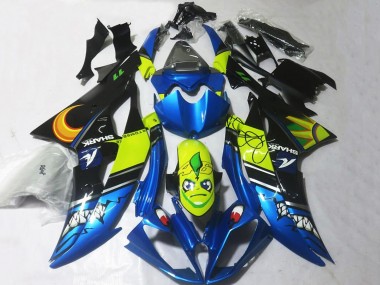Billige Yamaha YZF R6 Motorrad Verkleidung 2008-2016 - Blau Gelb Schwarz Hai