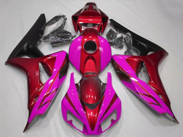 Billige Rot Rosa Matt Schwarz 2006-2007 Honda CBR1000RR Motorrad Verkleidung
