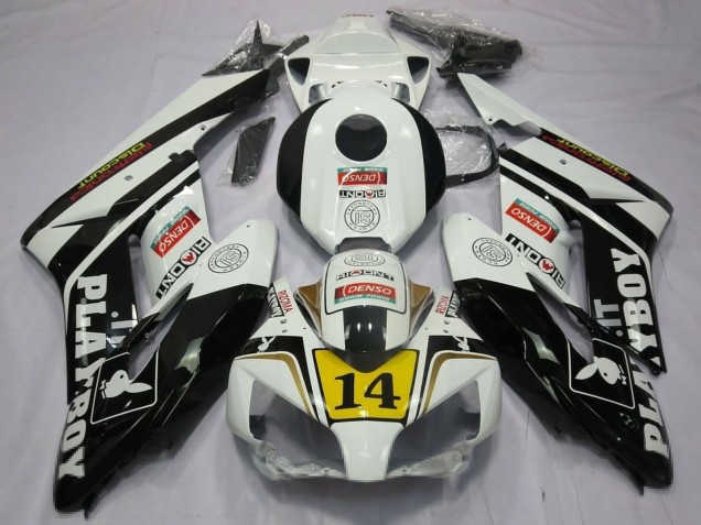 Billige Weiß Glänzendes Schwarz Gelb Playboy 14 2004-2005 Honda CBR1000RR Motorrad Verkleidung