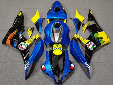 Billige Blau Gelb Glänzendes Schwarz Hai 2007-2008 Honda CBR600RR Motorrad Verkleidung