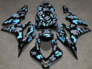 Billige Blau Grau Camouflage 2007-2008 Honda CBR600RR Motorrad Verkleidung