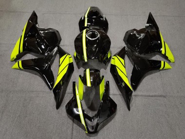 Billige Glänzendes Schwarz Hohe Sichtbarkeit Gelb Streifen 2009-2012 Honda CBR600RR Motorrad Verkleidung