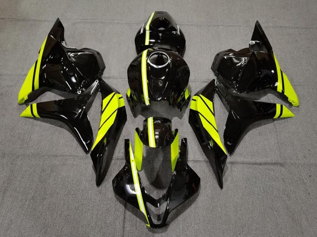 Billige Glänzendes Schwarz Hohe Sichtbarkeit Gelb Streifen 2009-2012 Honda CBR600RR Motorrad Verkleidung
