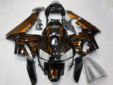 Billige Glänzendes Schwarz Orange Flamme 2003-2004 Honda CBR600RR Motorrad Verkleidung