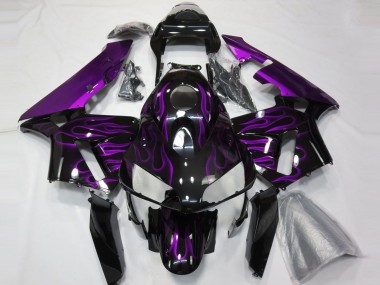 Billige Glänzendes Schwarz Lila Flamme 2003-2004 Honda CBR600RR Motorrad Verkleidung