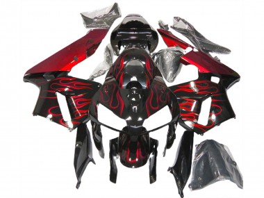Billige Glänzendes Schwarz Rot Flamme 2005-2006 Honda CBR600RR Motorrad Verkleidung