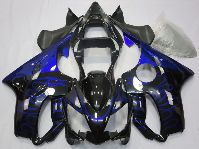 Billige Glänzendes Schwarz Blau Flamme 2001-2003 Honda CBR600 F4i Motorrad Verkleidung