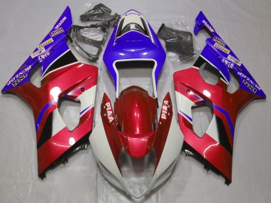 Billige Bonbon Rot Weiß Blau 2003-2004 Suzuki GSXR 1000 Motorrad Verkleidung