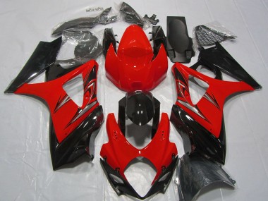 Billige Rot Glänzendes Schwarz 2007-2008 Suzuki GSXR 1000 Motorrad Verkleidung