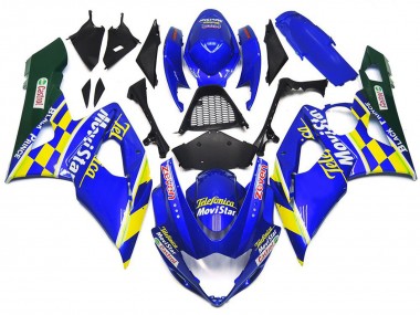 Billige Blau Gelb Grün MoviStar Castrol 2005-2006 Suzuki GSXR 1000 Motorrad Verkleidung