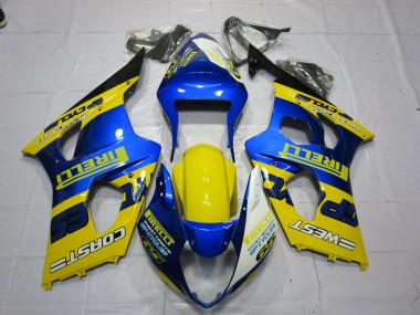 Billige Blau Gelb Schwarz Pirelli 2003-2004 Suzuki GSXR 1000 Motorrad Verkleidung