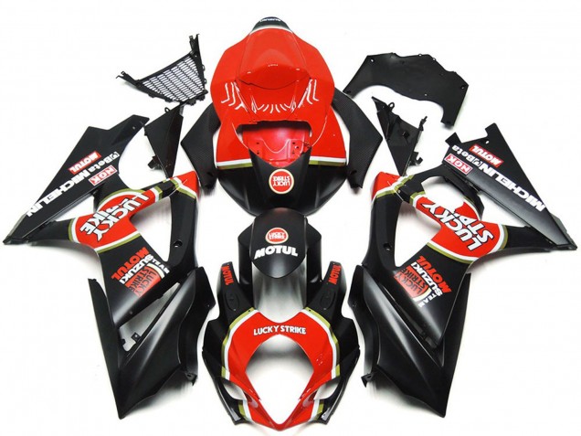 Billige Rot Schwarz Lucky Strike 2007-2008 Suzuki GSXR 1000 Motorrad Verkleidung