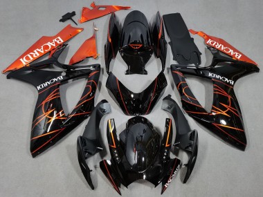 Billige Glänzendes Schwarz Orange Bacardi 2006-2007 Suzuki GSXR 600 / GSXR 750 Motorrad Verkleidung