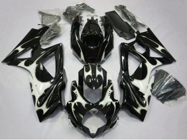 Billige Glänzendes Schwarz Weiß 2008-2010 Suzuki GSXR 600 / GSXR 750 Motorrad Verkleidung