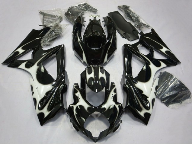 Billige Glänzendes Schwarz Weiß 2008-2010 Suzuki GSXR 600 / GSXR 750 Motorrad Verkleidung