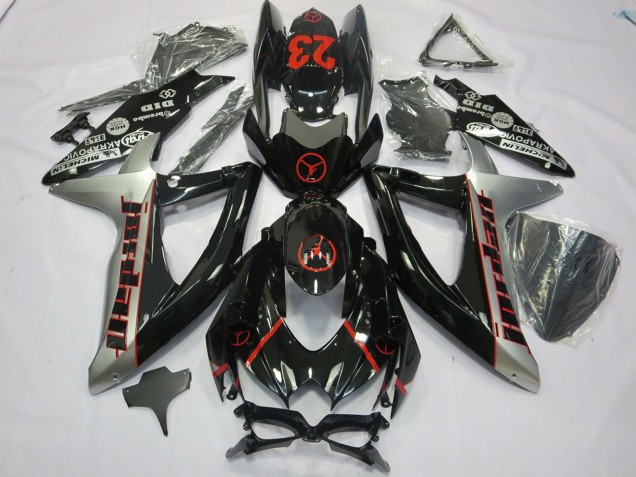 Billige Glänzendes Schwarz Silber Rot Jordan 23 2008-2010 Suzuki GSXR 600 / GSXR 750 Motorrad Verkleidung