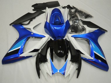 Billige Weiß Blau Glänzendes Schwarz Streifen 2006-2007 Suzuki GSXR 600 / GSXR 750 Motorrad Verkleidung
