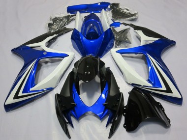 Billige Weiß Blau Glänzendes Schwarz Streifen 2006-2007 Suzuki GSXR 600 / GSXR 750 Motorrad Verkleidung