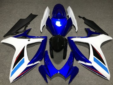 Billige Weiß Blau Glänzendes Schwarz 2006-2007 Suzuki GSXR 600 / GSXR 750 Motorrad Verkleidung Kit