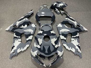 Billige Grau Schwarz Weiß Camouflage 2001-2003 Suzuki GSXR 600 / GSXR 750 Motorrad Verkleidung