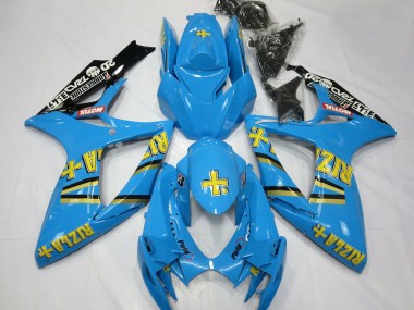 Billige Hellblau Schwarz Gelb Rizla 2006-2007 Suzuki GSXR 600 / GSXR 750 Motorrad Verkleidung