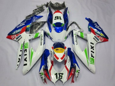Billige Weiß Blau Grün Gelb Rot Fixi 16 2008-2010 Suzuki GSXR 600 / GSXR 750 Motorrad Verkleidung