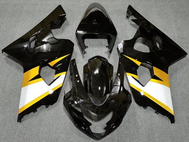 Billige Glänzendes Schwarz Gelb Weiß 2004-2005 Suzuki GSXR 600 / GSXR 750 Motorrad Verkleidung