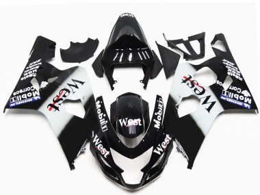 Billige Glänzendes Schwarz Weiß West OEM Stil 2004-2005 Suzuki GSXR 600 / GSXR 750 Motorrad Verkleidung