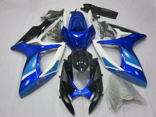 Billige Weiß Blau Glänzendes Schwarz 2006-2007 Suzuki GSXR 600 / GSXR 750 Motorrad Verkleidung