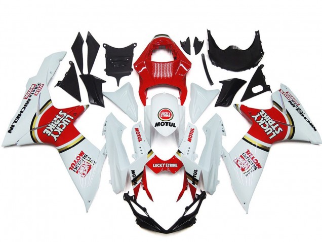 Billige Weiß Rot Motul Lucky Strike 2011-2024 Suzuki GSXR 600 / GSXR 750 Motorrad Verkleidung